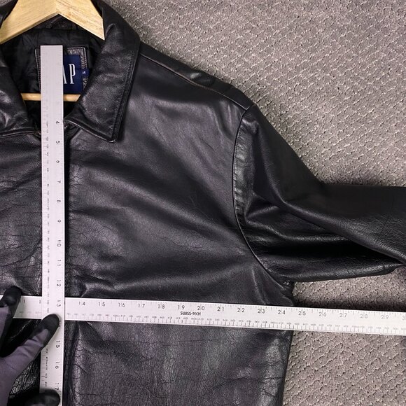 Vintage Y2K GAP Leather Jacket Men's Large Bomber Distressed - Picture 13 of 16